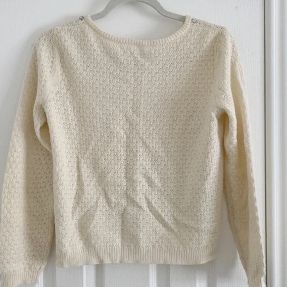 Ivory Open Front Cardigan Sweater with Embellished Rhinestone - Picture 9 of 10